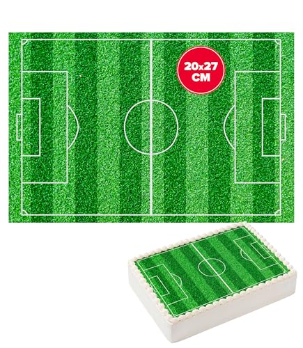 dekora - Feuille comestible football 20x27 cm – Décoration pour gâteaux d’anniversaire d’enfants, Sans Gluten, Sans Lactose, Idéale pour fêtes et...