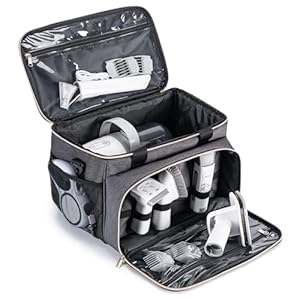 BABEYER Dog Grooming Bag, Cat & Dog Grooming Supplies Storage Bag for pet Vacuum Grooming kit with Adjustable Shoulder Strap,Portable Essentials for Pet Groomers to go-Grey