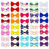 Dog Hair Bows Cute Puppy Dog Bowknot Hair Ties Bulk with Rubber Bands Hair Accessories Bow Pet Grooming Products 40PCS
