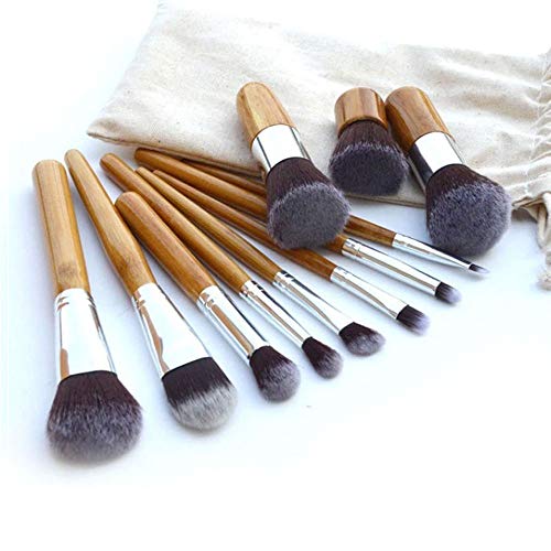 Set Brochas Maquillaje 11 Piezas Cerdas de Fibra Sintética Suave