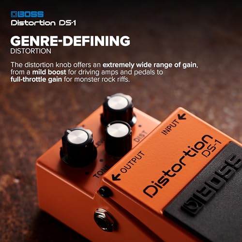 Image of BOSS DS-1 Distortion | Compact Distortion Pedal | The Benchmark in Guitar Distortion | Hard-edged Attack & Smooth Sustain | Wide Tone Range