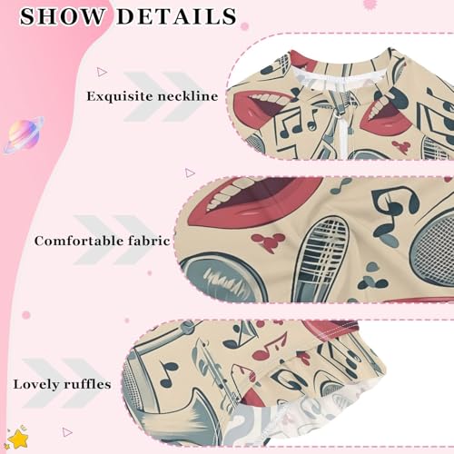 Retro Vintage Jazz Music Girls Long Sleeve Swimsuit UPF 50+ Rashguard Swimwear One Piece Bathing Suit 212210413