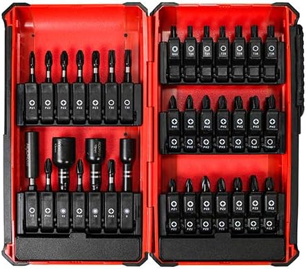TIMCO X6 49-piece Impact Bit Case open, displaying various screwdriver bits and bit holders.