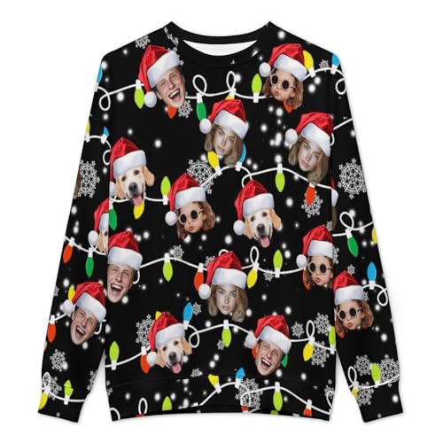 Custom Ugly Christmas Sweater for Men Personalized Funny Face Sweatshirt Knitted Jumpers Xmas Novelty Sweaters3