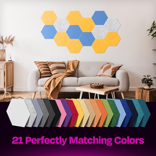 Image of Acoustic Panels 12-Pack Soundproof Wall Panels 12 inchX10.4 inchX0.4 inch Sound Panels High Density Sound Dampening Panels - [Sunny Yellow Hexagon]