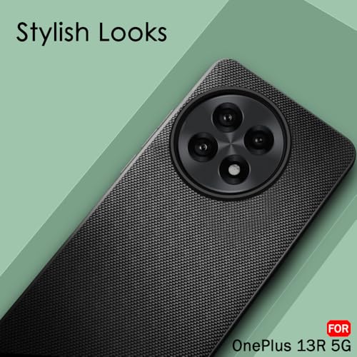 Image of TheGiftKart Back Cover Case for OnePlus 13R 5G | Slim & Lightweight | Ultra-Premium Design | Camera Protection Bump | Fabric Texture Case Cover (PC & TPU, Black)