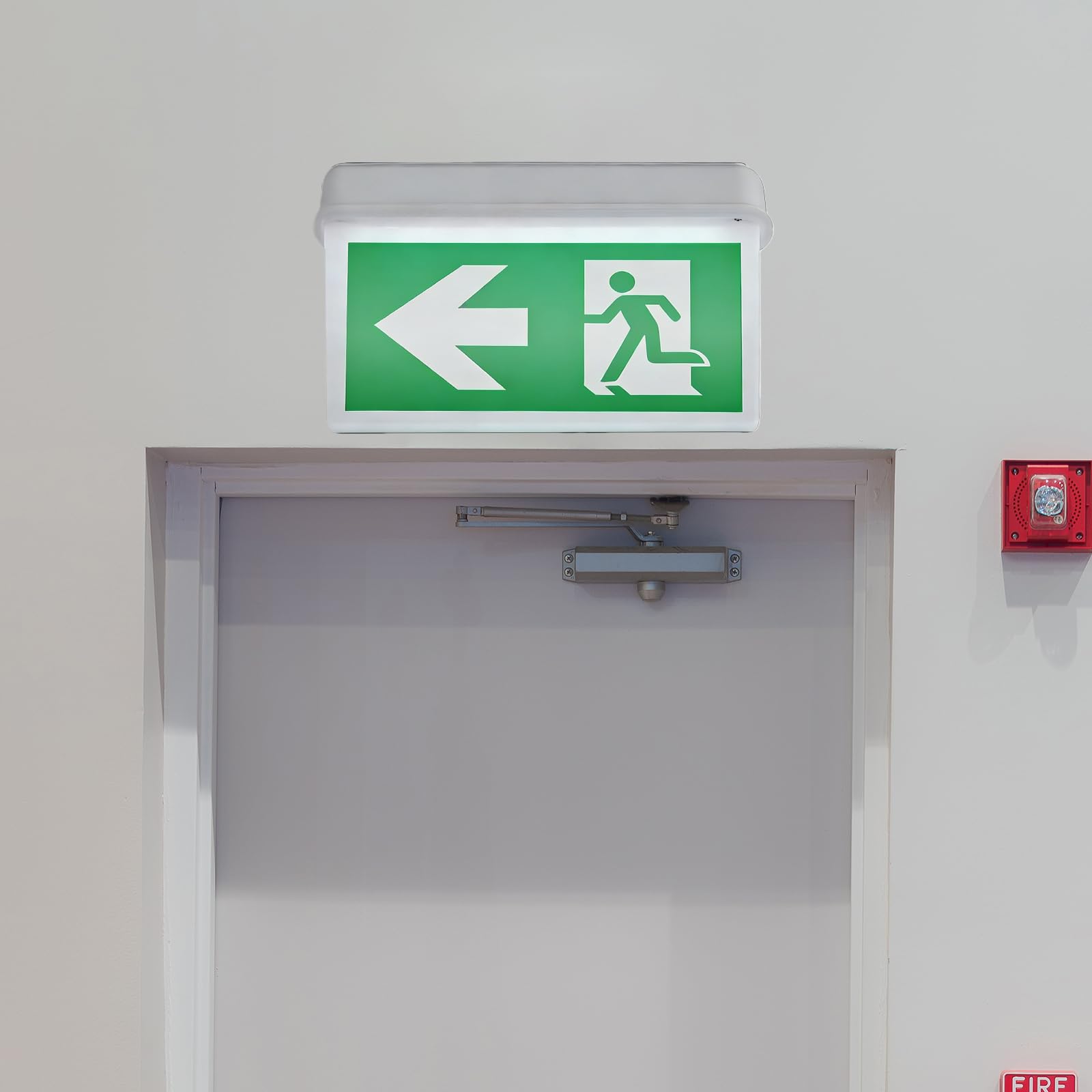 BORDEAG Éclairage de Secours LED, Indicateur De Sécurité à LED avec 6 Pictogrammes de Sortie de Secours Panneau Lumineux, Panneau de Sortie Secour, Fixation Plafond