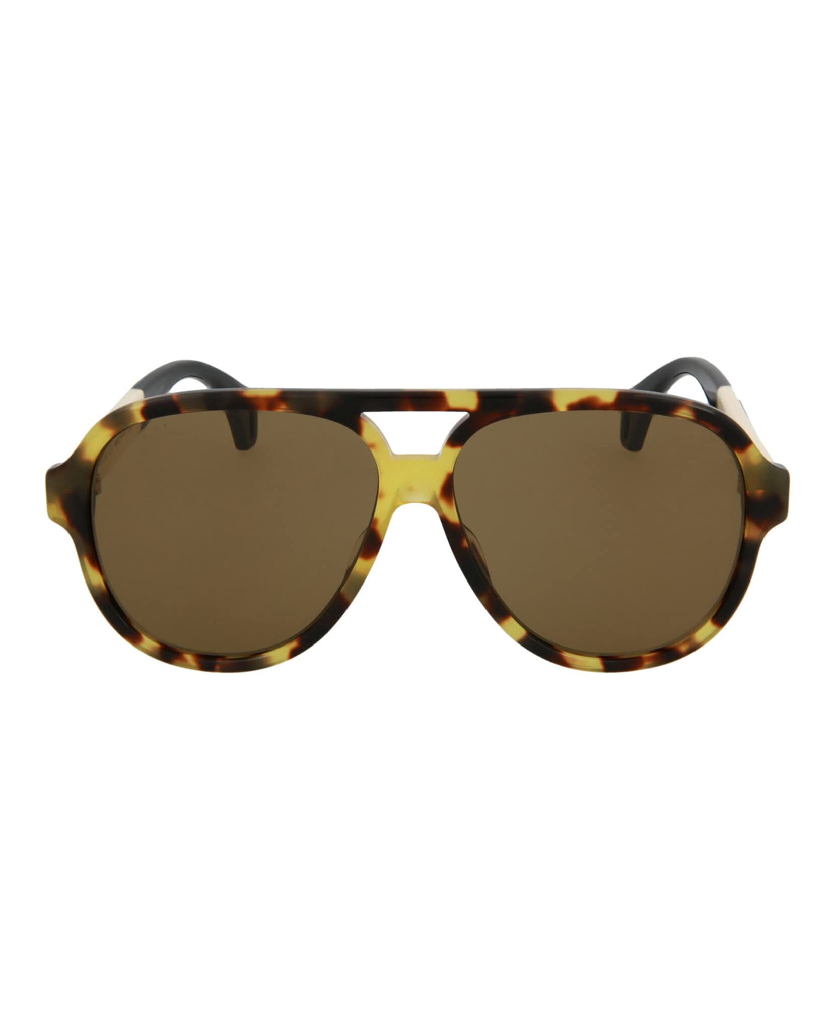 GG0463S SEGA Stripe 0463 Ivory Havana Brown Sport Aviator Sunglasses