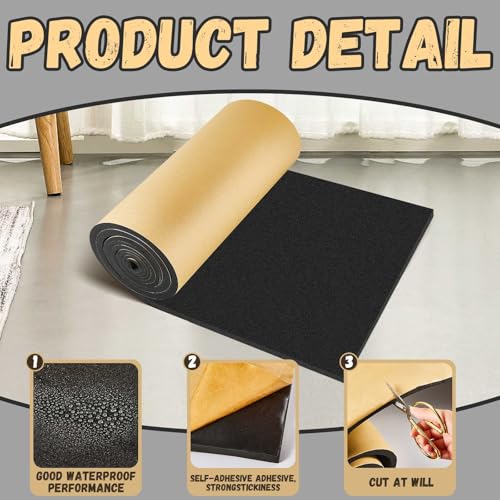 Image of Pangda 1 Piece 157 x 16 x 1 /4 Inch Extra Large Marine Foam Roll Closed Cell Rubber with Adhesive Insulation Sheets Lightweight Single Sided Tape Water Weather Resistant for Craft