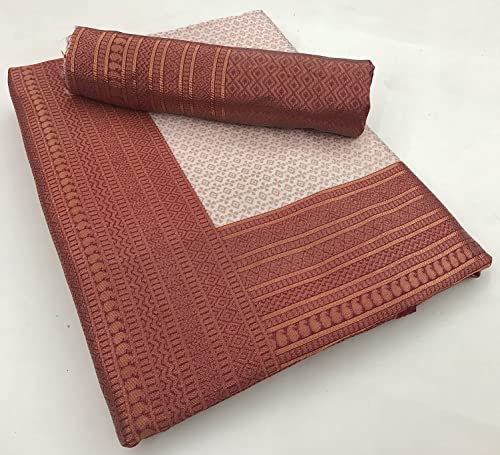 Image of ZECVA Women's Art Lichi Indian Traditional Style Silk Saree With Unstitched Blouse Piece
