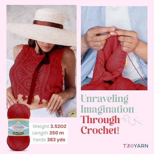Image of Yarn for Crocheting & Knitting - 2 Skeins (2x383 Yds) (105106 - Red) - 100% Microfiber Acrylic for Craft Projects