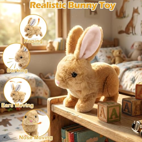 Image of Realistic Bunny Toy that Moves, Gift for Girls Boys Toddler Easter Toy | Hopping Walking Bunny Toy for Kids, Cute Electric Bunny Toy, Interactive Animated Bunny Plush