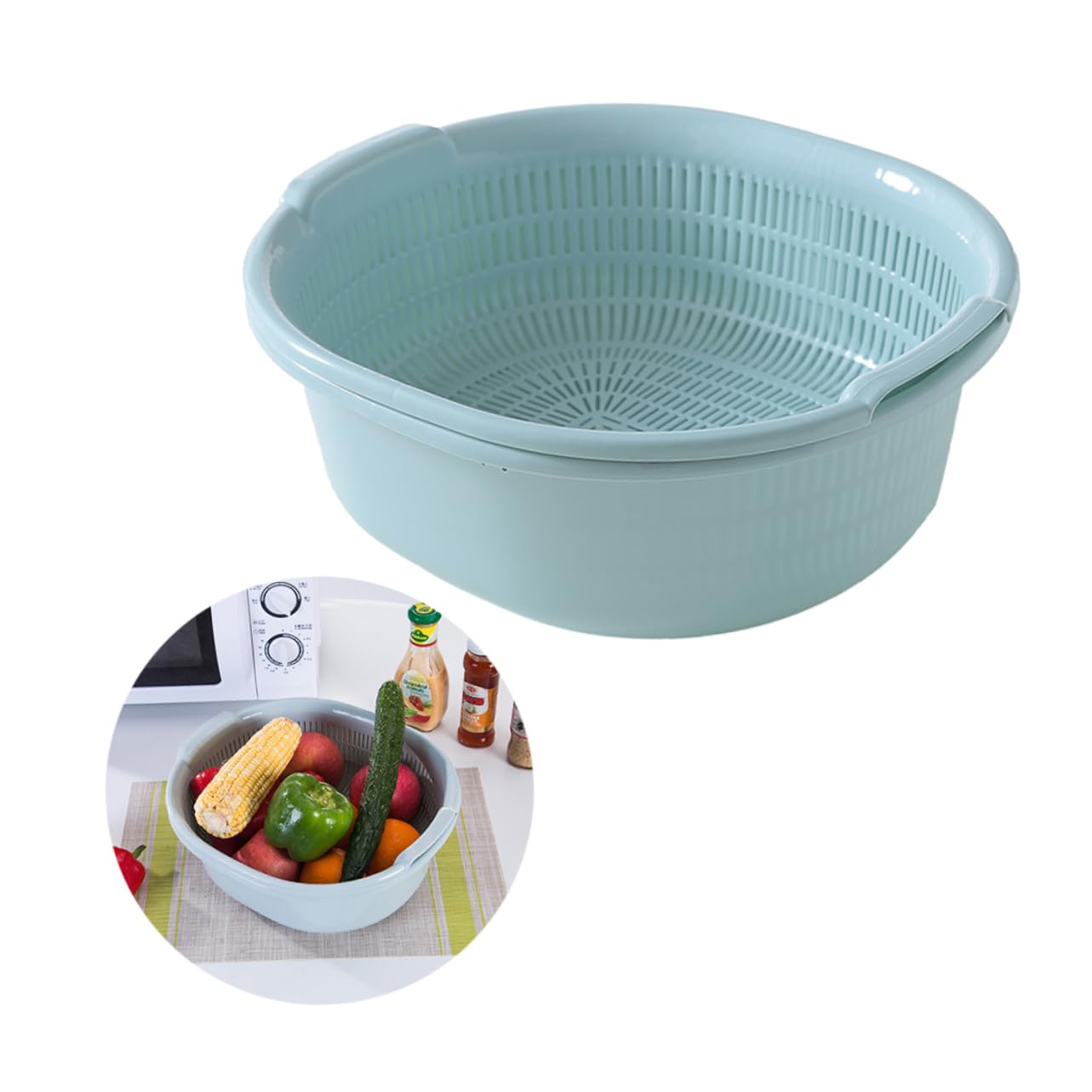 Colino Doppio Impilabile in Plastica Blu per Frutta e Verdura