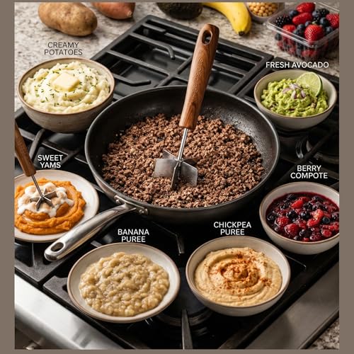 Image of Stainless Steel Meat Chopper & Masher, 6-Blade, Full Grip, Dishwasher Safe