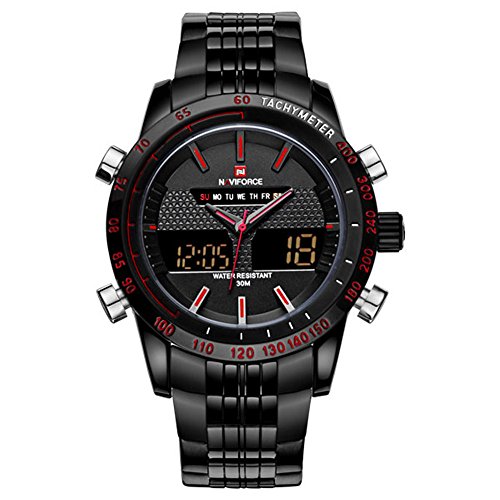 Luxury Naviforce Brand Full Steel Quartz Digital LED Watch Army Military Watches Sport