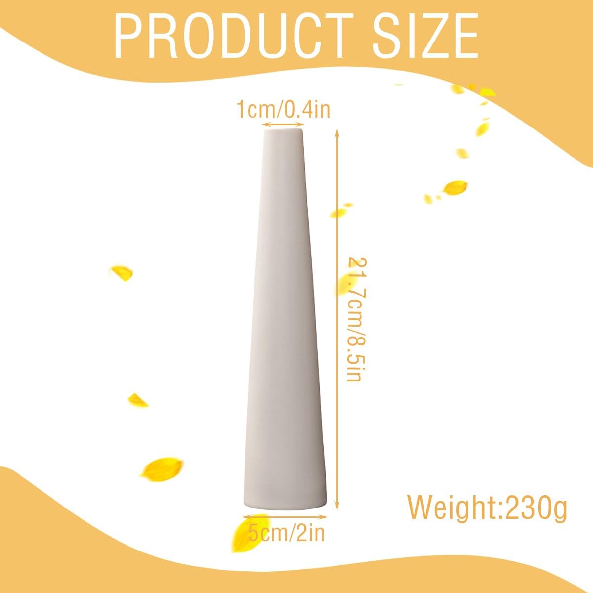 Small Ceramic Bud Vase Tall Conic Narrow Neck Single Stem Flower Vases Decorative Floral Vase Home Decor Centerpiece for Wedding Office Dining Table Decoration (Not Includes Flowers) - Image 2