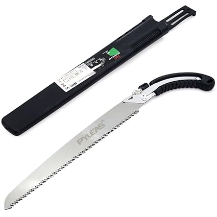 Optifit Hand Saw Gardening Pruning Saw with Blade Protective Sleeve 13.7 Inches SK5 Steel Densed Teeth Hand Saw Multi Purpose Hand Saw for Pruning, Gardening, Sawing Branches