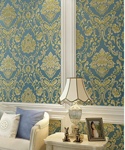 Papier peint bleu saphir au style européen pour chambre intime