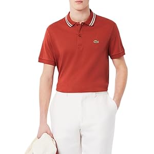 Lacoste Mens Seasonal Short Sleeve Regular Fit Contrast Collar Polo