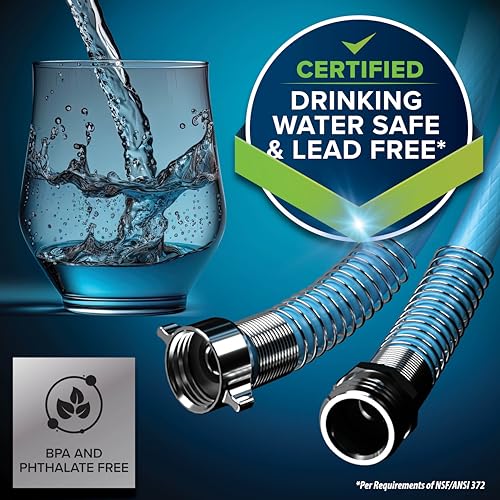 Image of Camco EVOFlex 10-Ft RV Drinking Water Hose - Features Extra Flexible Design w /Stainless Steel Strain Relief Ends - Lead-Free, BPA-Free and Phthalate-Free - 5 /8 inch Inside Diameter (22592) (Pack of 3)
