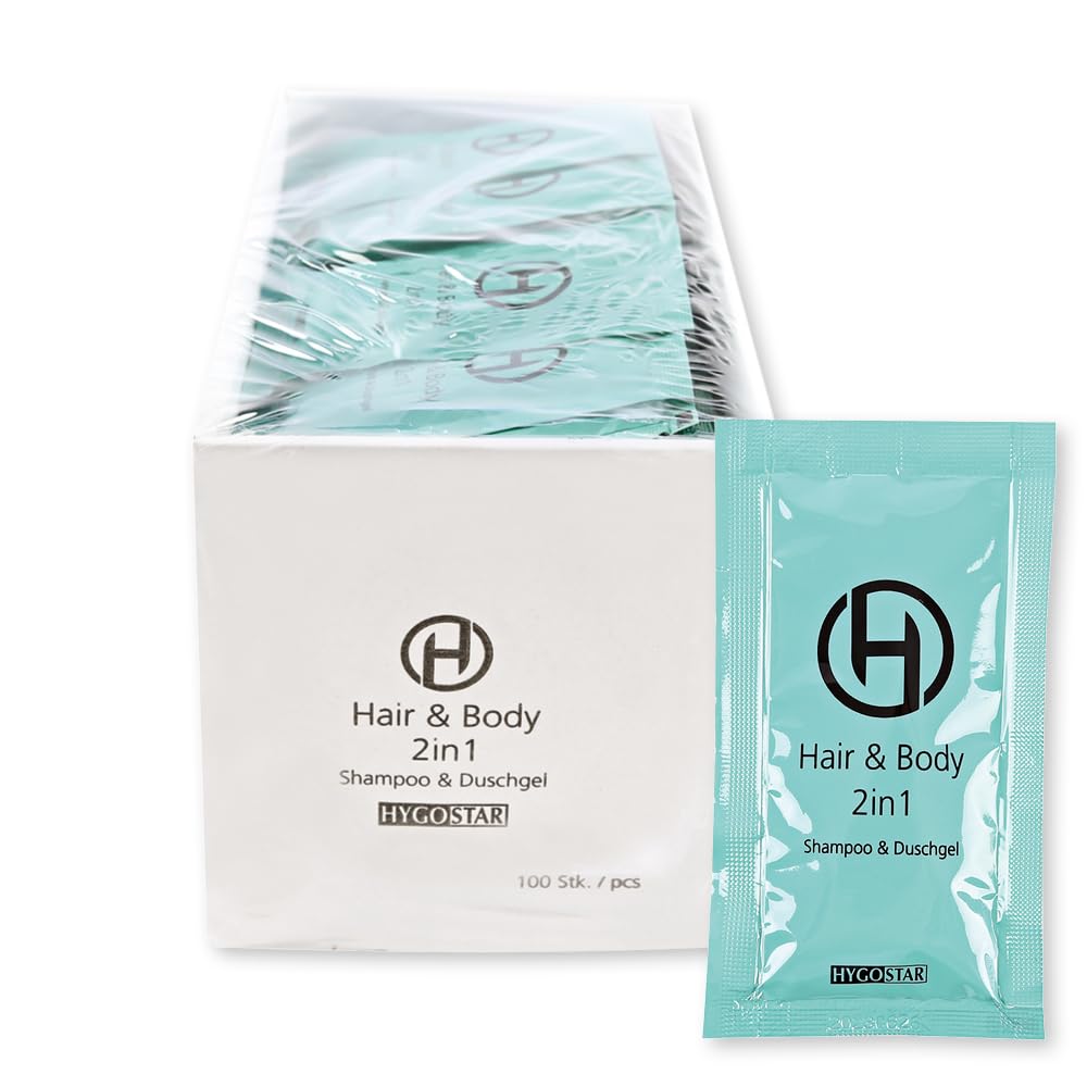 FRANZ MENSCH 1000 Stück, Hair & Body 2in1, 12 ml, hellblau, Einwegkosmetik | Sachet, 11x6cm, Karton, Shampoo & Duschgel, Hotelkosmetik, Einmalkosmetik, hotel amenities, Gäste, Reise