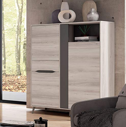 Fabrikit-Aparador-Alto-Salon-Comedor-Atenea-Mueble-Auxiliar-Estilo-Moderno-Shamal-Pizarra-129x147x40-cm Fabrikit-Aparador-Alto-Salon-Comedor-Atenea-Mueble-Auxiliar-Estilo-Moderno-Shamal-Pizarra-129x147x40-cm