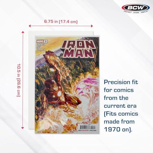Image of BCW Current Comic Book Backing Boards - 200 Pack | 24 pt., Coated, Buffered with 3% Calcium Carbonate | Precision Cut for Current Comic Bags | Long-Term Comic Book Storage