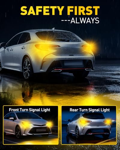 Image of AUXITO 7440 7443 LED Bulb Amber Yellow Turn Signal Lights, 700% Brighter 7441 7444 T20 992 WY21W LED Bulbs with Projector for Parking Blinker Tail Brake Signal DRL Marker Light, Pack of 2