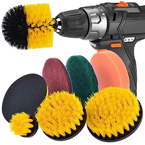 GACOZ Drill Brush Scrub Pads 8 Piece Power Scrubber Cleaning Kit All Purpose Cleaner Scrubbing Cordless Drill for Cleaning Pool