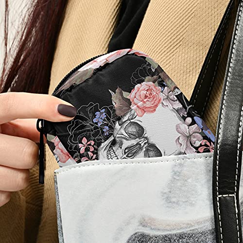 Image of Naanle Watercolor Flower Skull Pill Box 7 Day Pill Case Travel Pill Organizer Bag with Zipper Portable Weekly Case Compact Size for Vitamin Supplement Holder