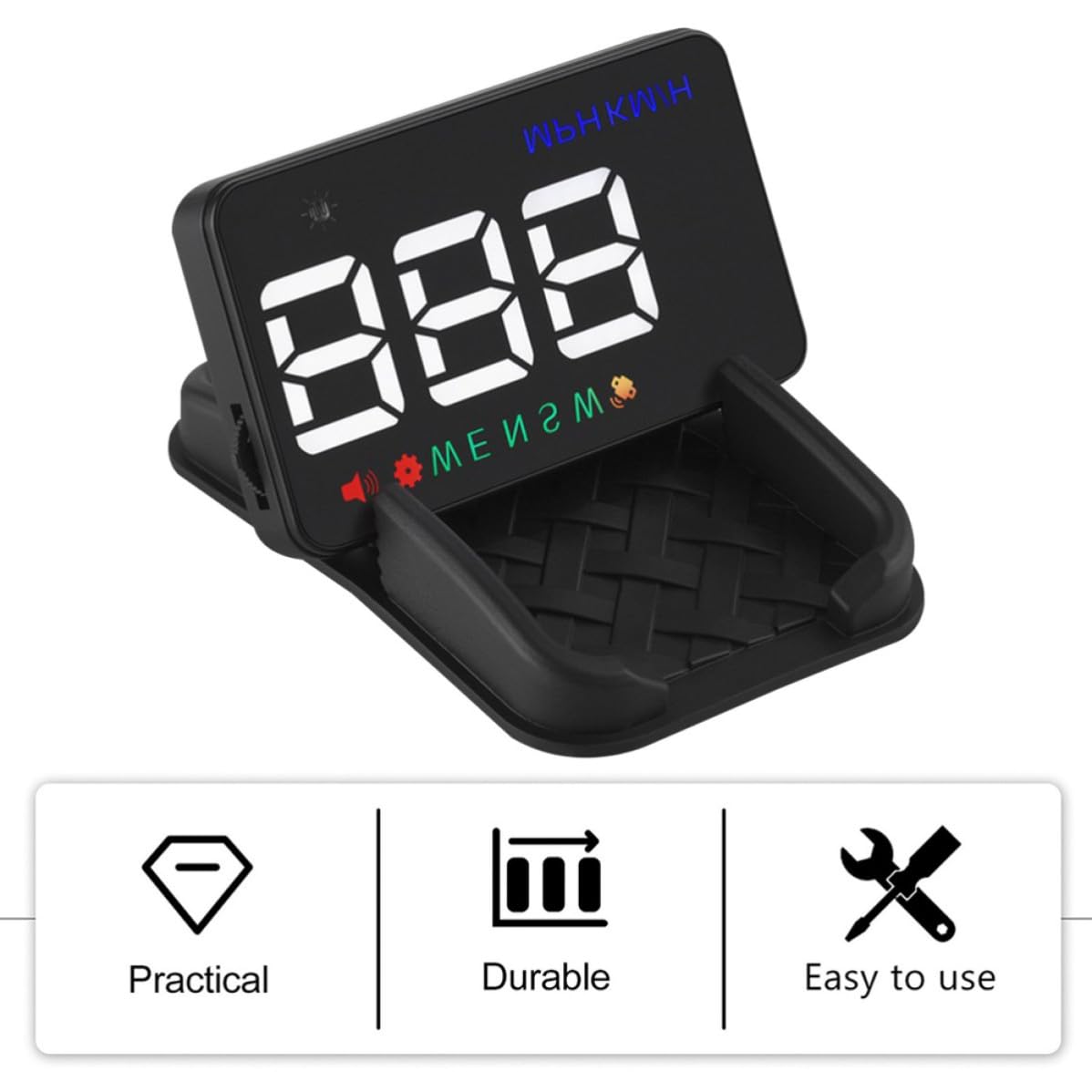 YARNOW Car Head-up Display Hud GPS Speedometer with Overspeed Alarm High Definition Abs Material Adjustable Brightness for Driving Safety