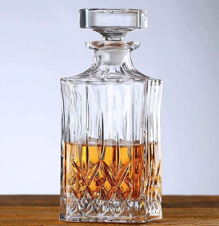 KAHAAN Whiskey Decanter 1000ml European Diamond Crystal Clear for Whiskey Scotch Liquor Vodka Wine Bourbon Beer Tequila Rum Wine Decanter- 1pc, Clear. 1