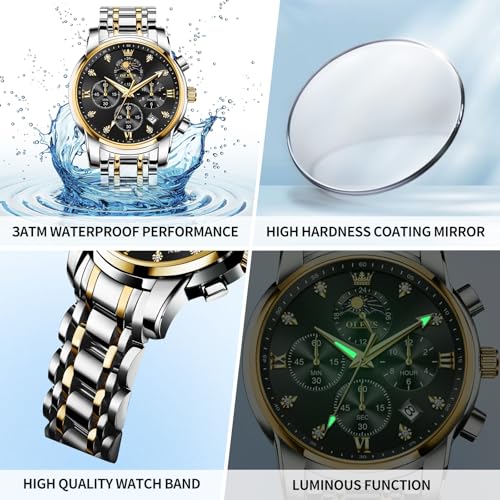 Image of OLEVS Watches for Men Dress Chronograph Luxury Stainless Steel Big Face