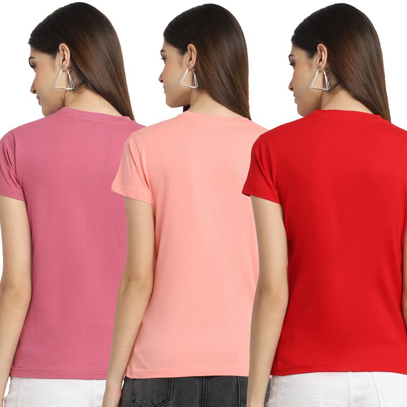 Image of Preneum Women's Cotton Regular Fit Graphic Stylish Printed Short Sleeves Casual T-Shirt || Trend Styles & Style (Pack 3)