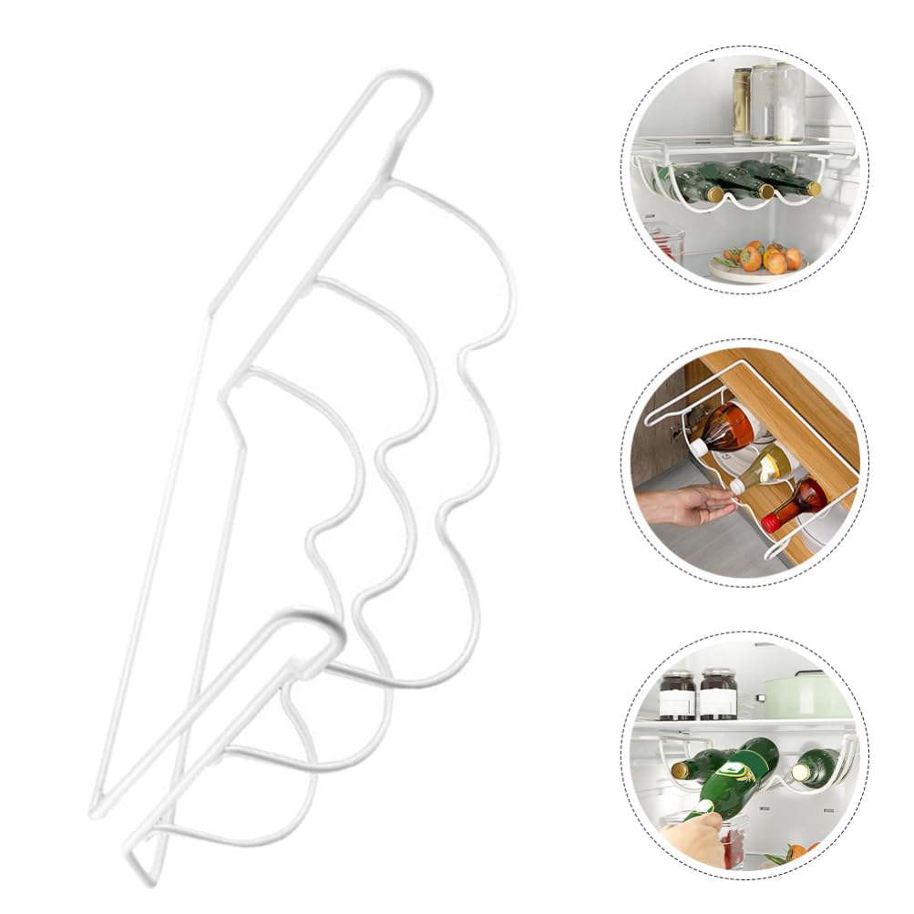 Amosfun Estante Portabotellas para Refrigerador de Hierro Blanco Organizador de Cerveza y Vino, Ahorro de Espacio y Máxima Capacidad en Cocina o Bodega