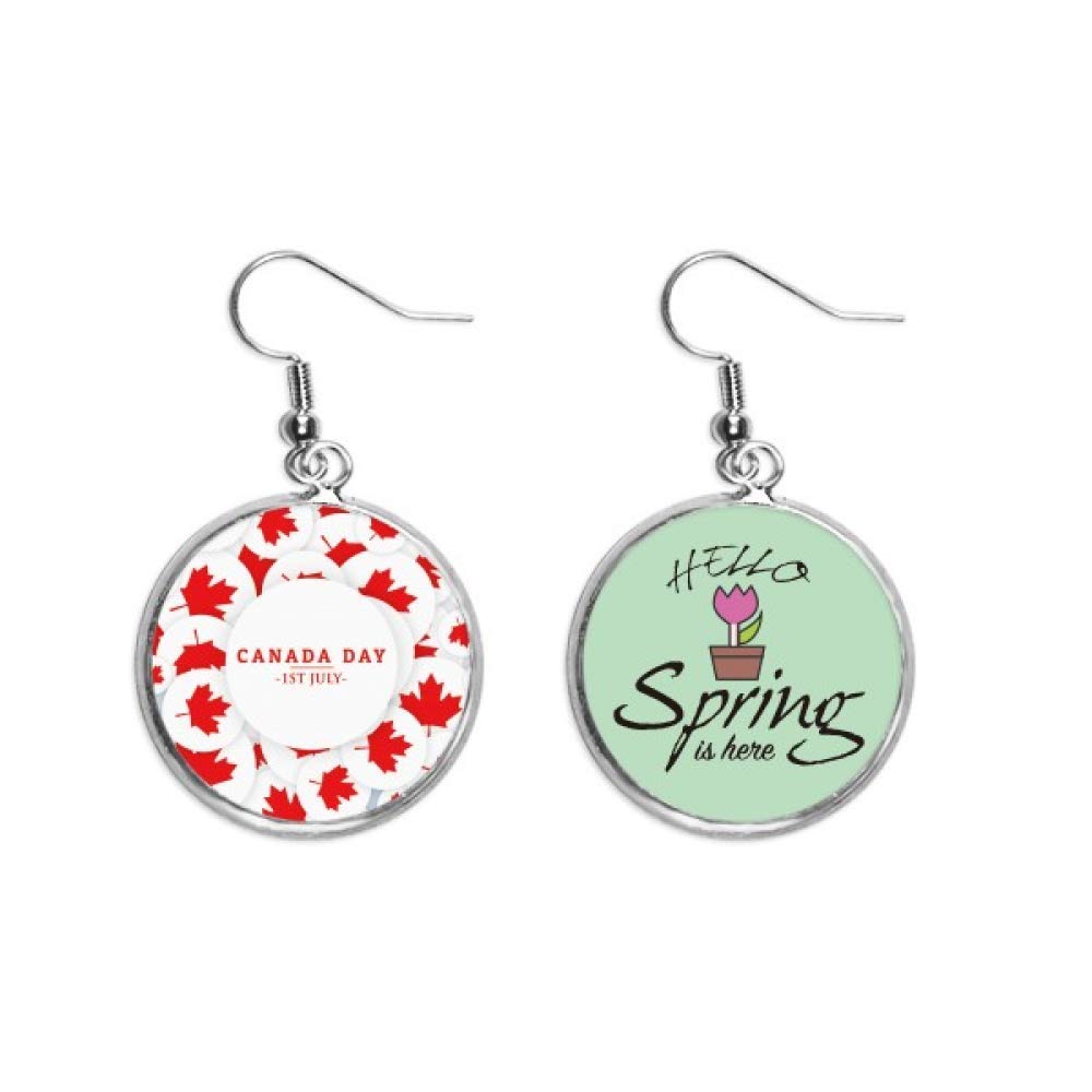 Pendientes de Canada con feliz dia de Canada y hoja de maple para regalar en julio 5