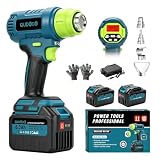 Qudodo Heat Gun Cordless, Hot Air Gun with 2 x 6.0Ah Battery & LCD Screen