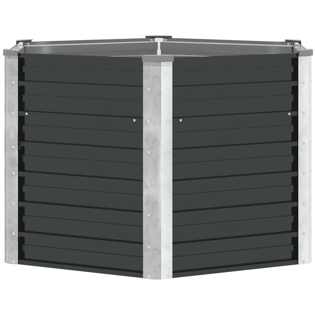 vidaXL Garden Raised Bed Open Bottom Outdoor Patio Lawn Flower Pot Plant Basket Raised Bed Anthracite 129x129x77cm Galvanised Steel