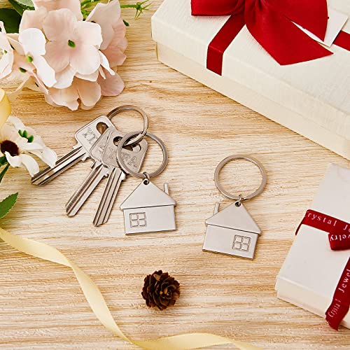 Image of House Key Chain House Shaped Pendant Keychains Home Keychain Set Cute Home with Window Key Charm Metal Keyring Gift