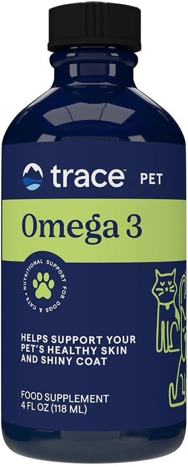 Trace Minerals Pet Omega 3 – Skin & Coat Health Supplement for Dogs & Cats – Omega-3 Fish Oil Supplement That Aids Joint & Brain Health – Pet Supplies That Aid Nerve Health – 4 fl oz