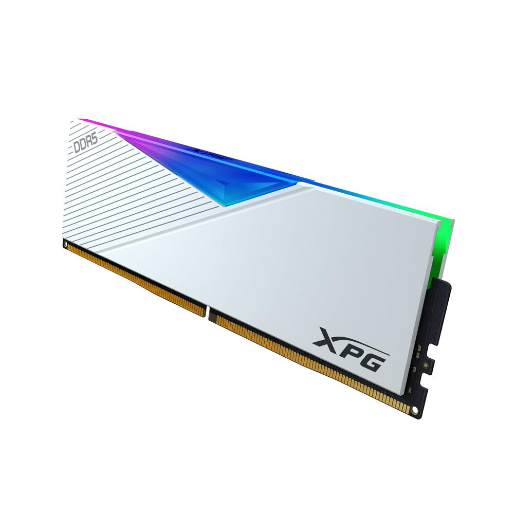 Memoria XPG D500G Lancer RGB DDR5, bianco: 32 GB (16 x 2) 6000 MHz C28 | RAM DDR5 ad alta velocità, Intel XMP 3.0 e AMD EXPO, illuminazione RGB, dissipatore di calore