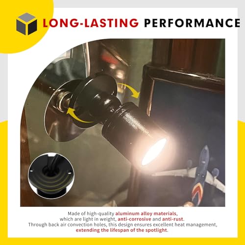 Image of LED Mini Spot Light 6PCS, 1W 5VLed Spotlight Indoor with Dimmer, Dimmable LED Mini Spotlight Indoor Accent Lights Adjustable for Picture Painting Model Display Jewelry Showcase (Warm White)