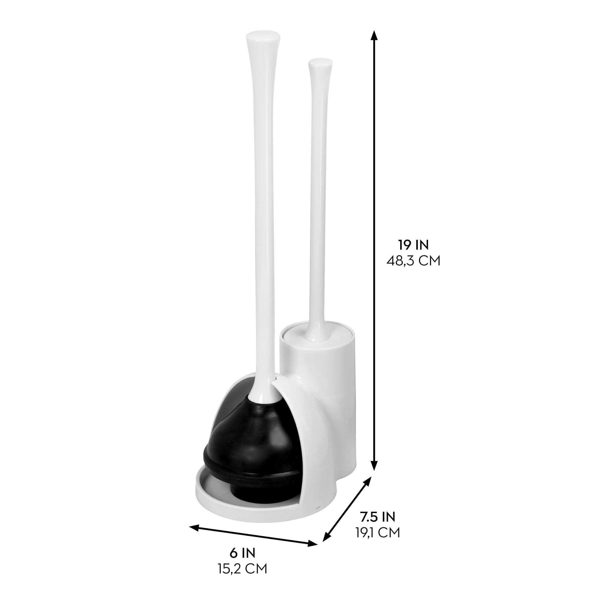 iDesign - Set di 2 scopini per WC compatti per la pulizia e la conservazione del bagno, colore: Bianco