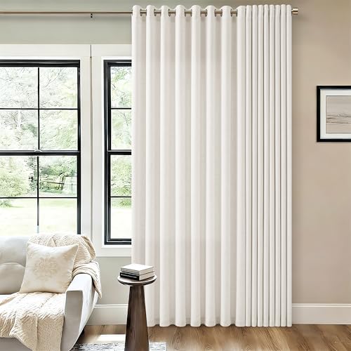Image of 108 Inch Length Curtains Extra Wide 100 Inch Beige White 1 Panel