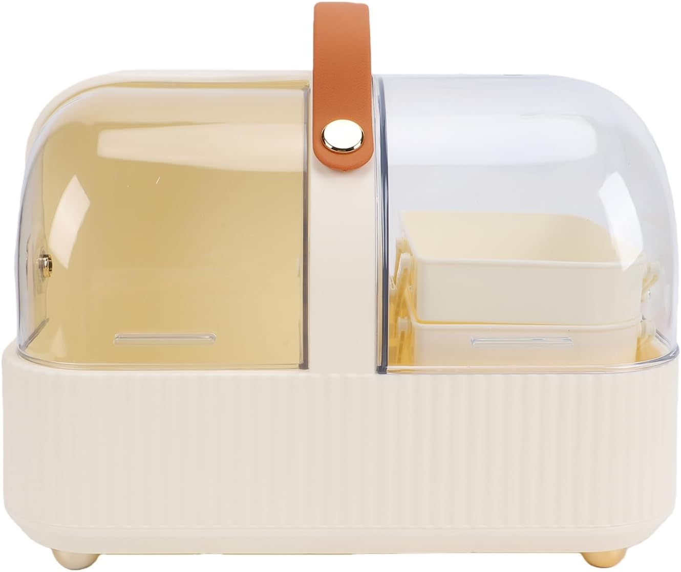Cosmetic Storage Box with Lid and Handle, Large Skincare Organizer (White)