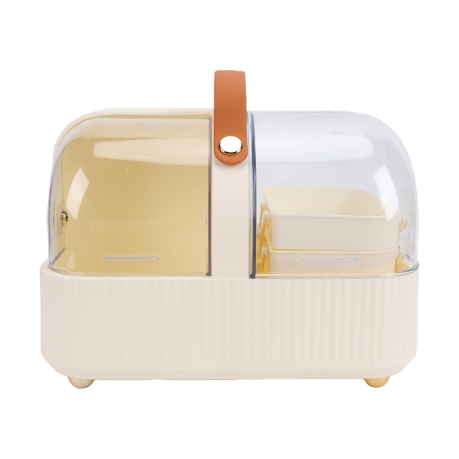 Topiky Range-maquillage Transparent avec Couvercle et Poignée (Blanc crème)