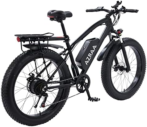 AZRAA Fat Tire Electric Bike 26x4.0 Inch Mountain Aluminum eBike 48V 10.5Ah Removable Lithium-Ion Battery for Adults