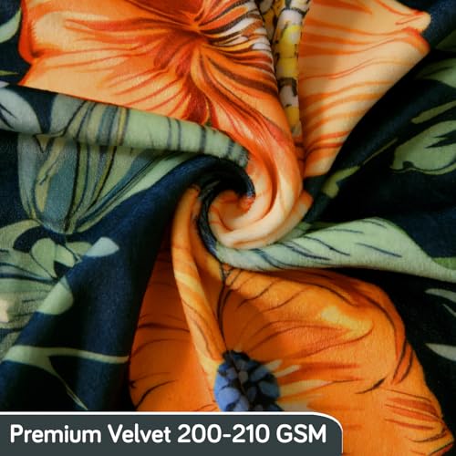 Image of HOKIPO Premium Printed Velvet Dining Bench Cover, Teal Twilight Garden (AR-5798-D2)