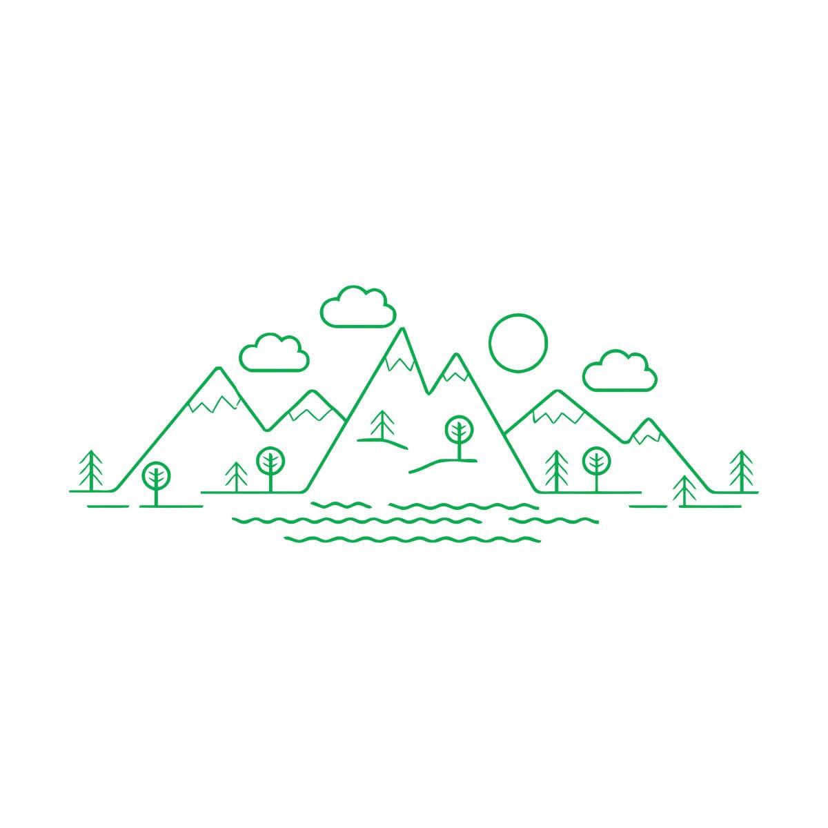 Simple Pattern Mountains Wall Vinyl Decals Trees Clouds Wall Sticker Kids Baby Room Décor Nature Mountain Vinyl Mural Extra Large - 52x142cm