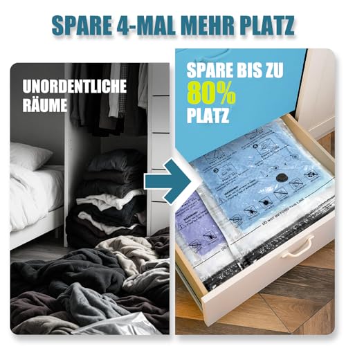 Vakuumbeutel für Bettdecken 5 Stück 3 Jumbo 100x80cm 2 Groß 80x60cm – Vakuumbeutel für Kleidung, Wiederverwendbar als Solche Aufbewahrungstasche, ideal für Reise und Alltag